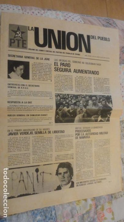 Coleccionismo de Revistas y Peri&oacute;dicos: ANTIGUO PERIODICO POLITICO.LA UNION DEL PUEBLO.PTA.PARTIDO TRABAJO ESPA&Ntilde;A N&ordm; 15 1977