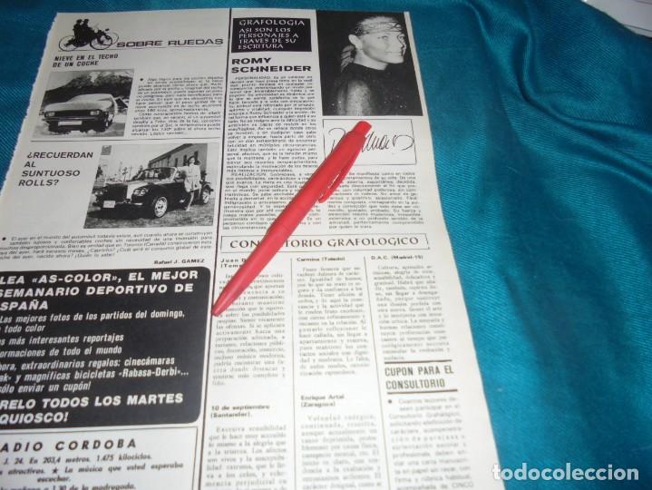 Coleccionismo de Revistas y Peri&oacute;dicos: RECORTE : GRAFOLOGIA : ROMY SCHNEIDER. SEMANA, ENERO 1976 (#)