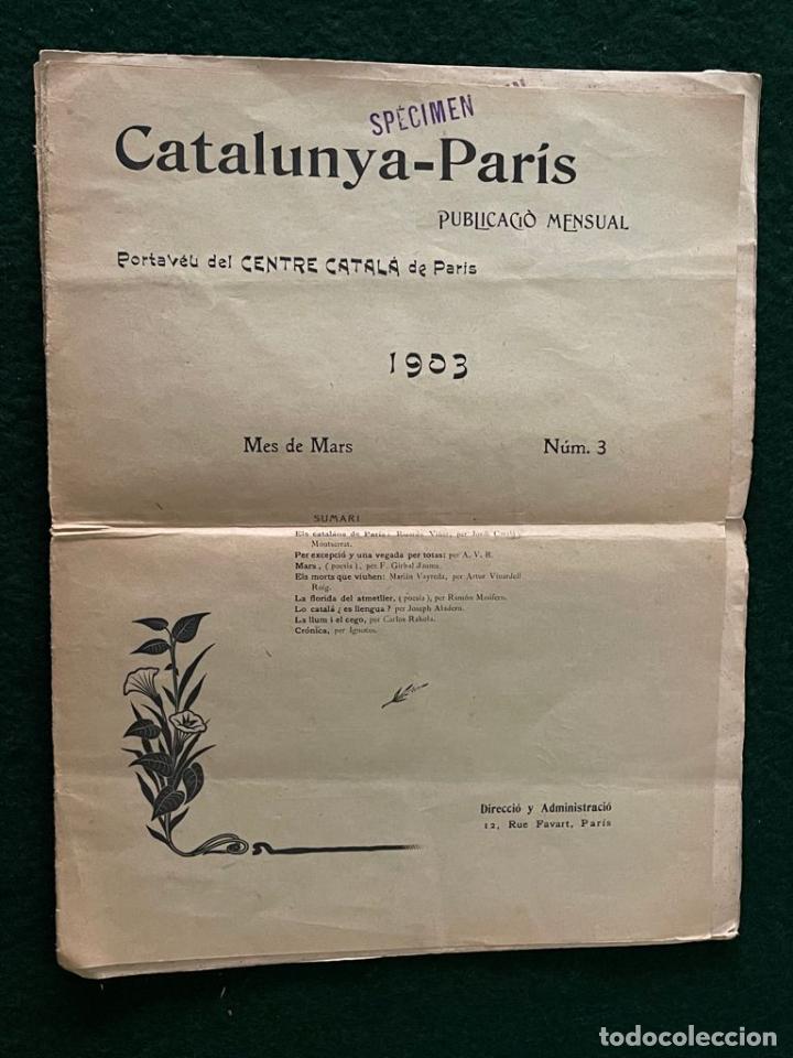 Coleccionismo de Revistas y Peri&oacute;dicos: REVISTA - FASCICULO - PUBLICACION MENSUAL N&ordm;3 CATALUNYA - PARIS (1903)