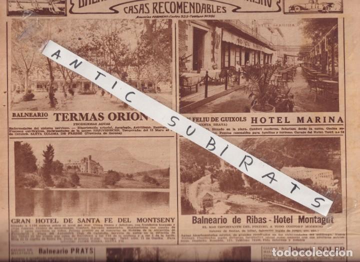 Collection Magazines and Newspapers: PERIODICO 1932 TERMAS ORION HOTEL MARINA SANT FELIU DE GUIXOLS SANTA FE DE MONTSENY HOTEL MONTAGUT