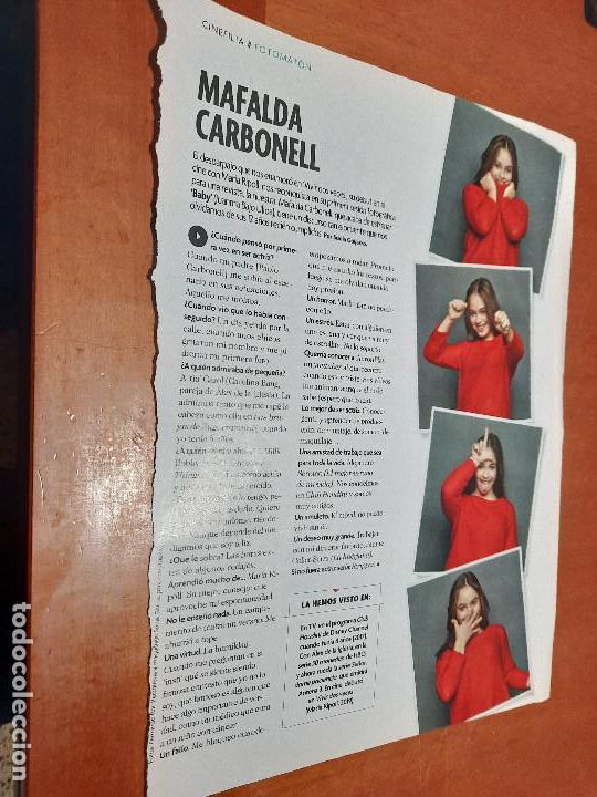 Coleccionismo de Revistas y Peri&oacute;dicos: MAFALDA CARBONELL. ENTREVISTA. ARTICULO EXTRAIDO DE LA REVISTA FOTOGRAMAS. 1 HOJA