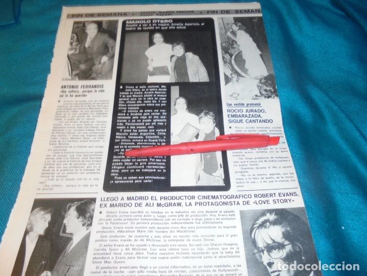Coleccionismo de Revistas y Peri&oacute;dicos: RECORTE : ROCIO JURADO SIGUE CANTANDO EMBARAZADA. MANOLO OTERO . SEMANA, DCMBRE 1976 (#)