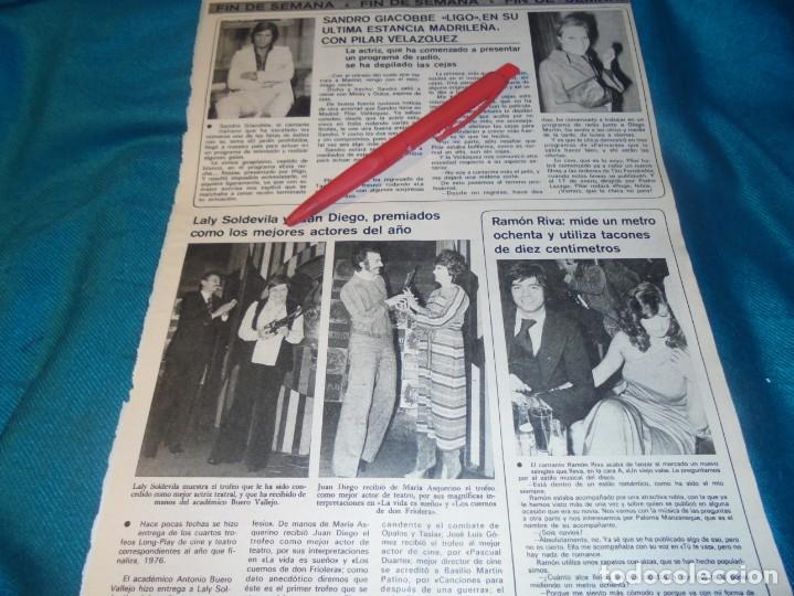 Coleccionismo de revistas y peri&oacute;dicos: RECORTE : SANDRO GIACOBBE Y PILAR VELAZQUEZ. RAMON RIVA . SEMANA, DCMBRE 1976 (#)