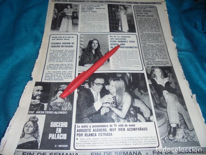 Coleccionismo de revistas y peri&oacute;dicos: RECORTE : LOLA FLORES. BLANCA ESTRADA. PILAR BARDEM. SEMANA, OCTBRE 1974(#)