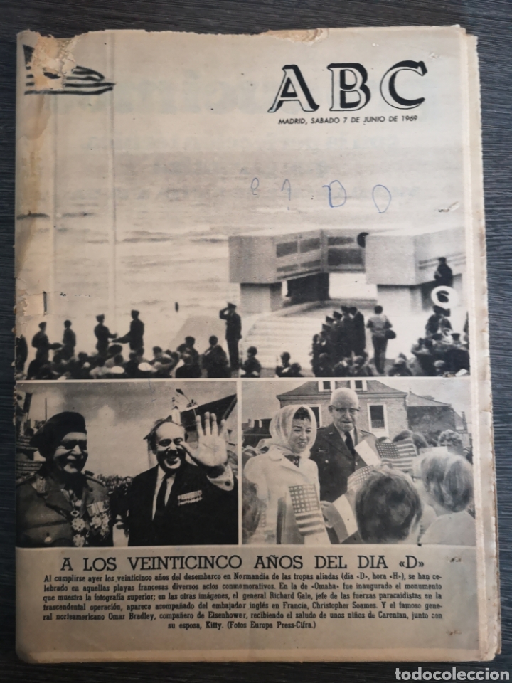Coleccionismo de Revistas y Peri&oacute;dicos: PERI&Oacute;DICO DIARIO ABC N.&ordm; 19723 7 DE JUNIO DE 1969