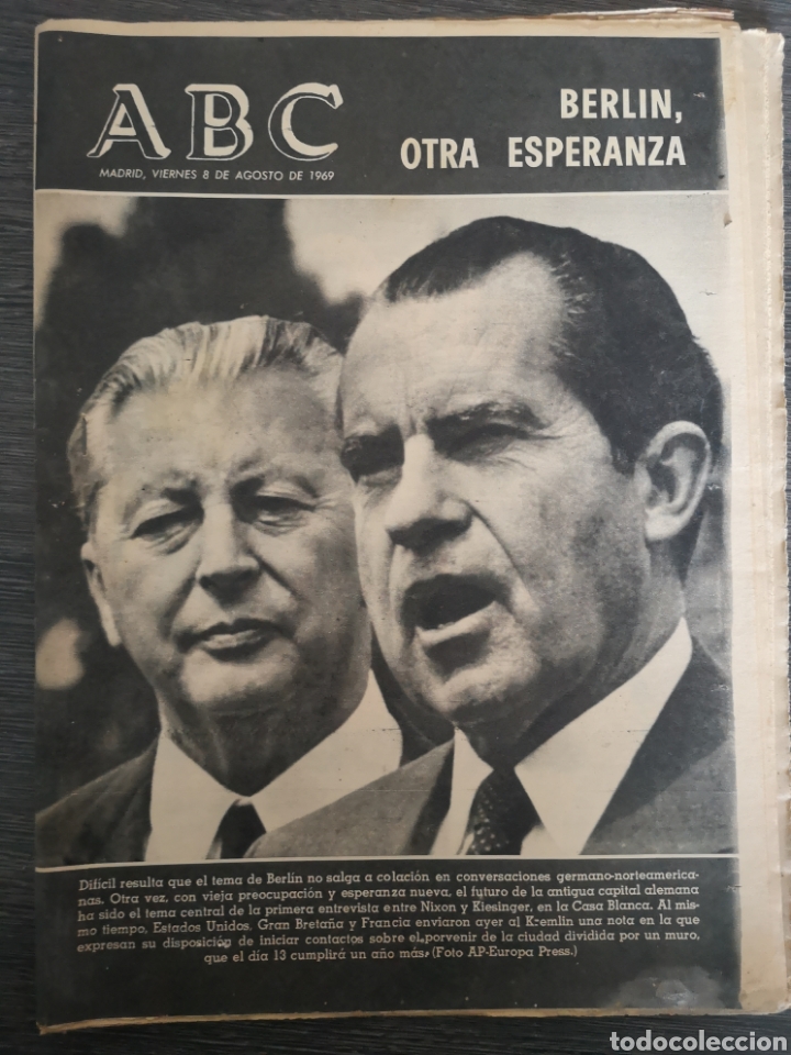 Coleccionismo de Revistas y Peri&oacute;dicos: PERI&Oacute;DICO DIARIO ABC N.&ordm; 19779 8 DE AGOSTO DE 1969
