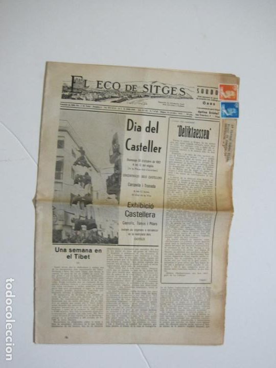 Coleccionismo de revistas y peri&oacute;dicos: EL ECO DE SITGES-DIA DEL CASTELLER-29 OCTUBRE 1983-N&ordm; 4768-VER FOTOS-(V-22.482)