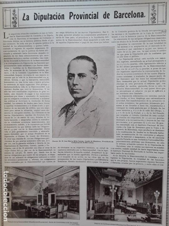 Colecionismo de Revistas e Jornais: DIPUTACION PROVINCIAL DE BARCELONA PALACIO DE LA GENERALITAT J.MARIA MILA CAMPS 8 HOJAS A&Ntilde;O 1930
