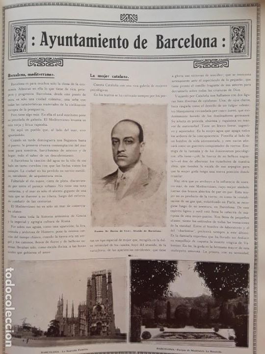 Collezionismo di Riviste e Giornali: AYUNTAMIENTO DE BARCELONA ALCALDE BARON DE VIVER LA MUJER CATALANA BARCELONA 3 HOJAS A&Ntilde;O 1930