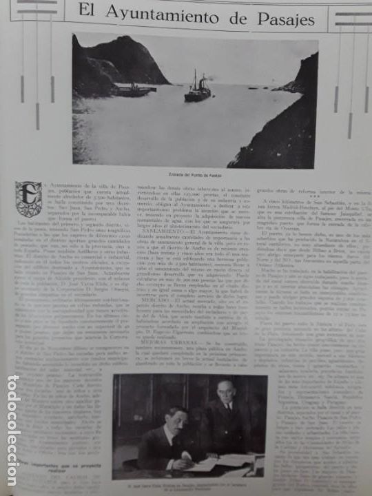 Collezionismo di Riviste e Giornali: EL AYUNTAMIENTO DE PASAJES JOSE YARZA ELOLA ALCALDE OBRAS IMPORTANTES A REALIZAR HOJA A&Ntilde;O 1930