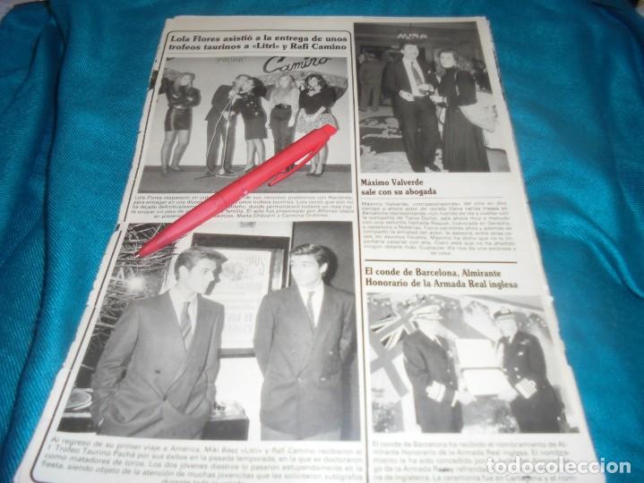 Coleccionismo de revistas y peri&oacute;dicos: RECORTE : LOLA FLORES, TROFEOS TAURINOS LITRI Y RAFI CAMINO. SEMANA, DCMBRE 1987 (#)