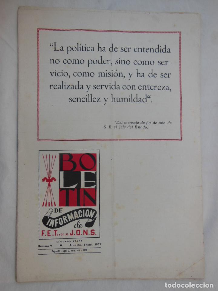 Coleccionismo de revistas y peri&oacute;dicos: BOLET&Iacute;N DE INFORMACI&Oacute;N DE FET Y DE LAS JONS. Segunda Etapa, N&uacute;m 9, Alicante, Enero 1959