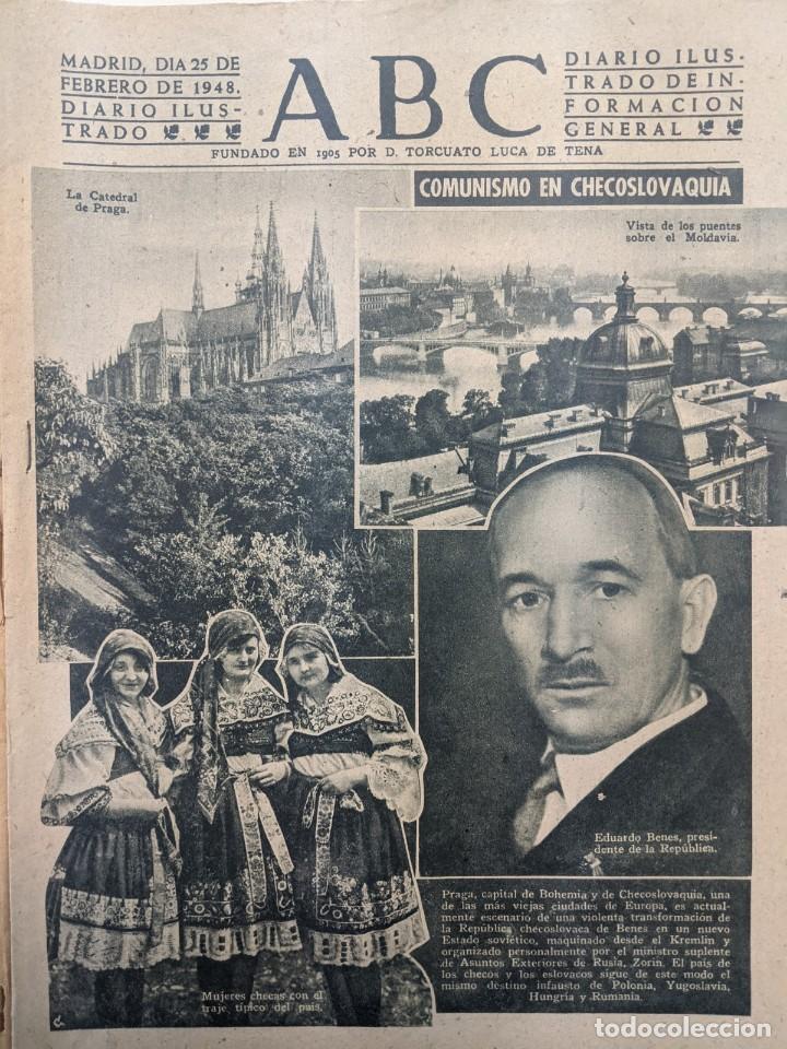 Coleccionismo de Revistas y Peri&oacute;dicos: ABC 25 FEBRERO 1948 EL COMUNISMO ENTRA EN CHECOSLOVAQUIA EN PORTADA - HISTORICO