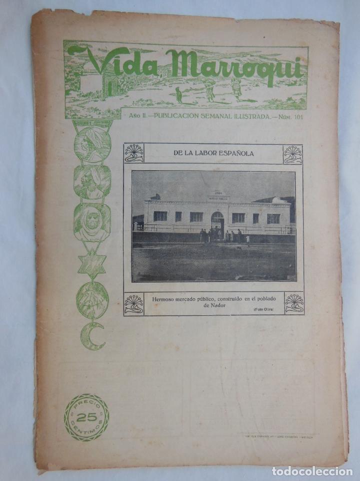 Coleccionismo de revistas y peri&oacute;dicos: VIDA MARROQUI. Publicaci&oacute;n Semanal Ilustrada. A&ntilde;o II, Melilla 18 diciembre 1927, N&uacute;m 101