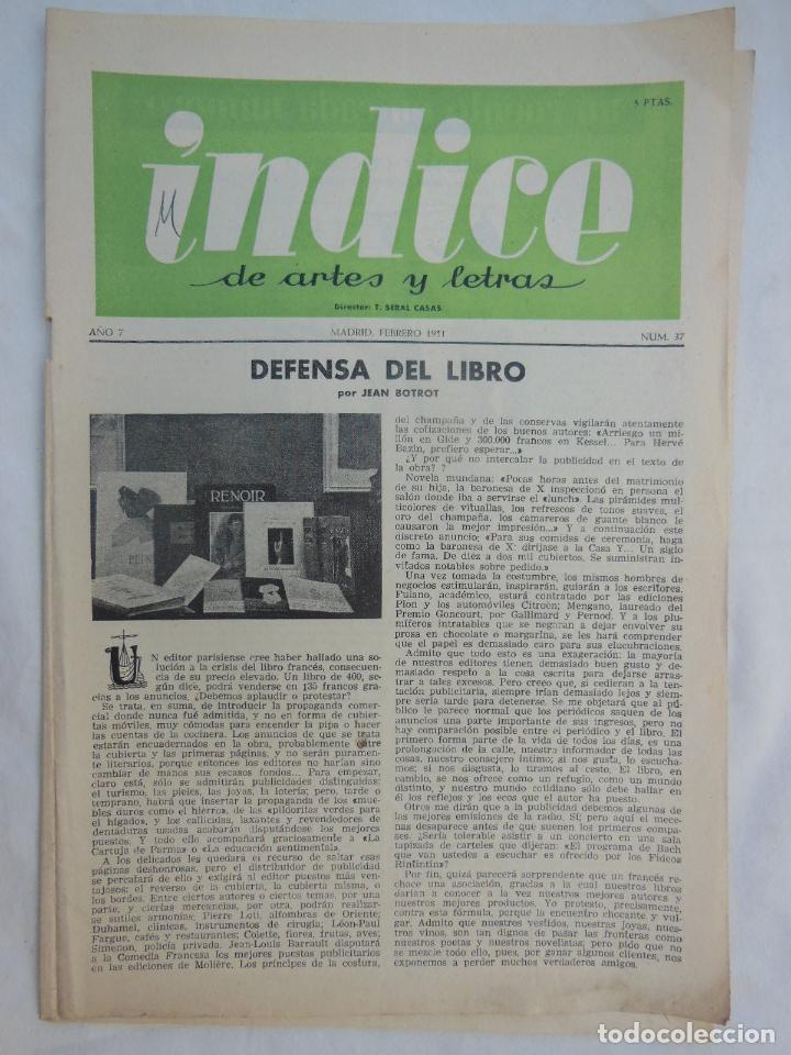 Coleccionismo de revistas y peri&oacute;dicos: &Iacute;NDICE DE ARTES Y LETRAS. A&ntilde;o 7, Madrid, Febrero 1951, N&uacute;m 37