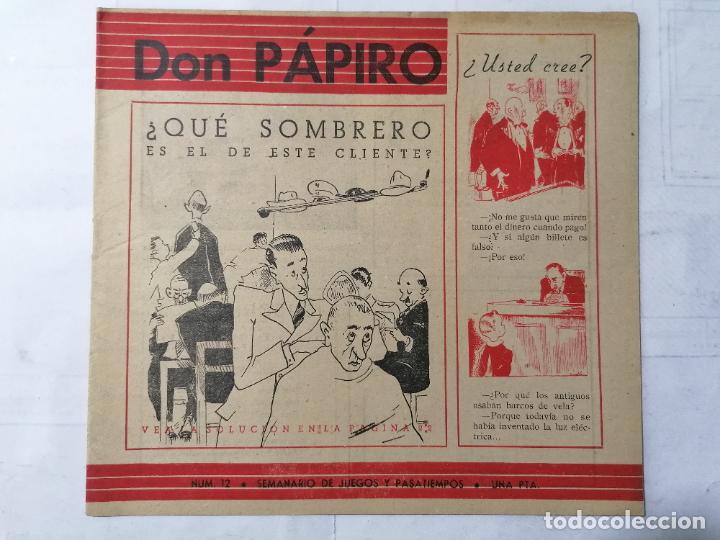 Coleccionismo de revistas y peri&oacute;dicos: DON PAPIRO N&ordm; 12, SEMANARIO DE JUEGOS Y PASATIEMPOS, 1945