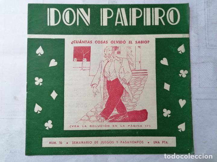 Coleccionismo de revistas y peri&oacute;dicos: DON PAPIRO N&ordm; 16, SEMANARIO DE JUEGOS Y PASATIEMPOS, 1945