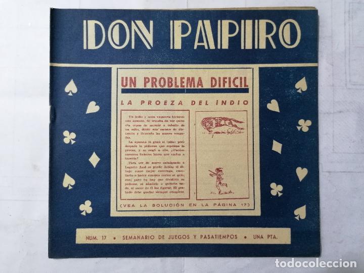 Coleccionismo de revistas y peri&oacute;dicos: DON PAPIRO N&ordm; 17, SEMANARIO DE JUEGOS Y PASATIEMPOS, 1945