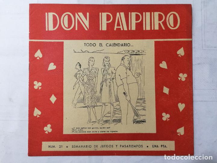 Coleccionismo de revistas y peri&oacute;dicos: DON PAPIRO N&ordm; 21, SEMANARIO DE JUEGOS Y PASATIEMPOS, 1945