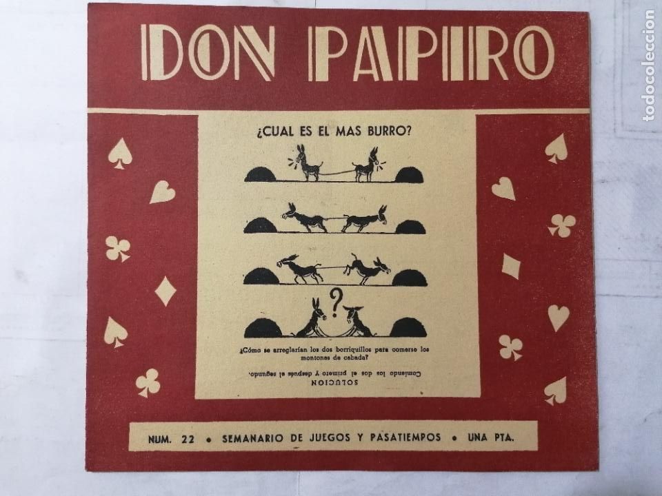 Coleccionismo de revistas y peri&oacute;dicos: DON PAPIRO N&ordm; 22, SEMANARIO DE JUEGOS Y PASATIEMPOS, 1945