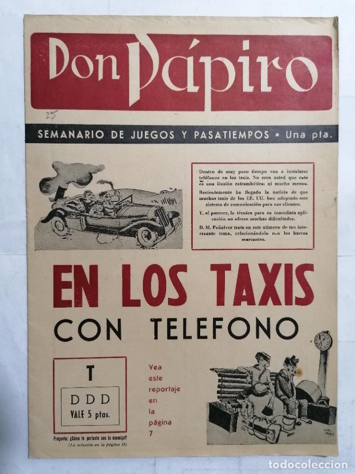 Coleccionismo de revistas y peri&oacute;dicos: DON PAPIRO N&ordm; 25, SEMANARIO DE JUEGOS Y PASATIEMPOS, 1945
