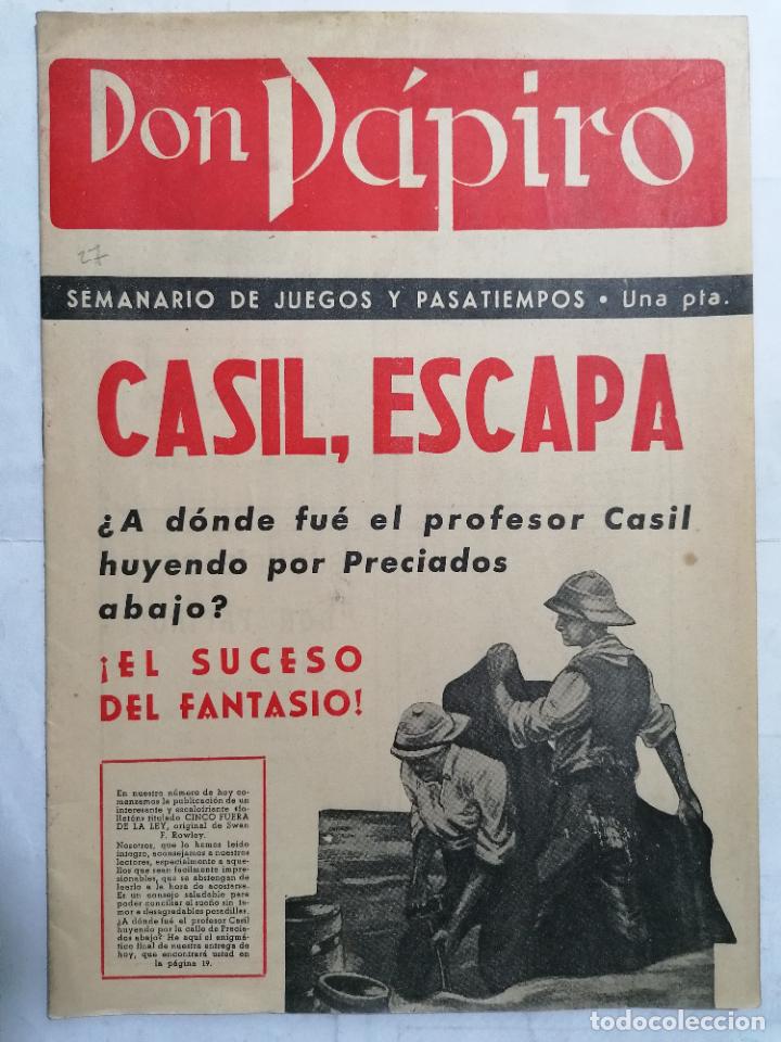 Coleccionismo de revistas y peri&oacute;dicos: DON PAPIRO N&ordm; 27, SEMANARIO DE JUEGOS Y PASATIEMPOS, 1945