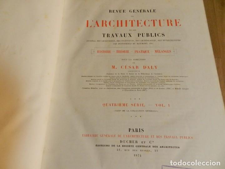 Coleccionismo de revistas y peri&oacute;dicos: REVUE G&Eacute;N&Eacute;RALE DE L'ARCHITECTURE ET DES TRAVAUX PUBLICS 31 1874 REVISTA ARQUITECTURA FRANC&Eacute;S L&Aacute;MINAS