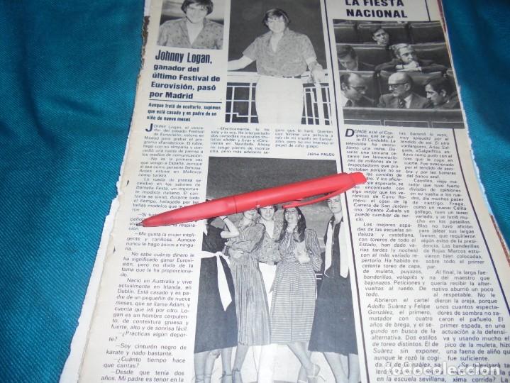 Coleccionismo de Revistas y Peri&oacute;dicos: RECORTE : JOHNNY LOGAN, GANADOR EUROVISION. SEMANA, JUNIO 1980(#)