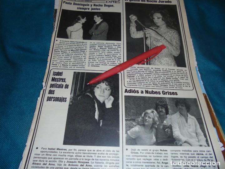 Coleccionismo de Revistas y Peri&oacute;dicos: RECORTE : ROCIO JURADO. NUBES GRISES. PAOLA DOMINGUIN. SEMANA, JUNIO 1980(#)