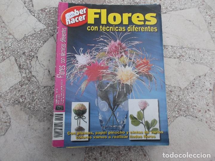 Coleccionismo de Revistas y Peri&oacute;dicos: saber hacer flores con tecnicas diferentes n&ordm; 8, con plumas ,cintas de varios colores papel pinocho