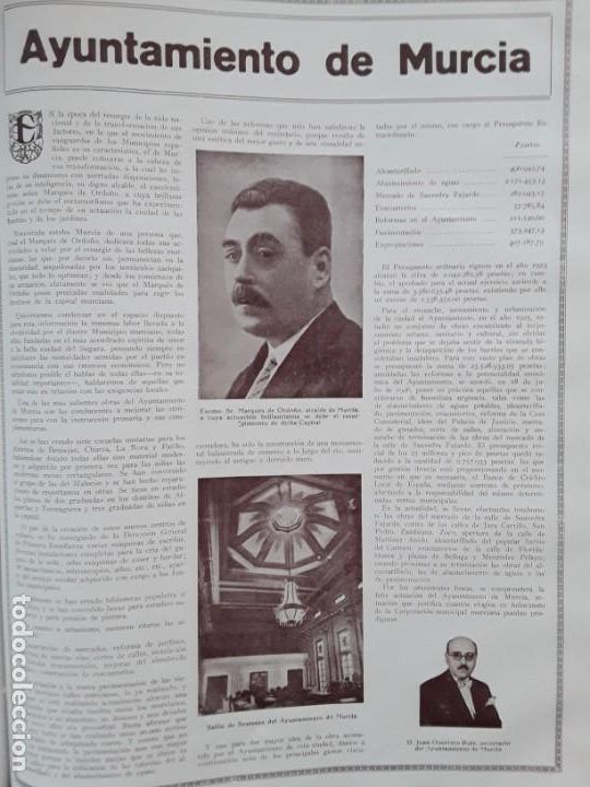 Sammeln von Zeitschriften und Zeitungen: AYUNTAMIENTO DIPUTACION MURCIA ALCALDE MARQUES DE ORDO&Ntilde;O JOSE IBA&Ntilde;EZ MARTIN 2 HOJAS A&Ntilde;O 1930