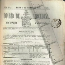 Coleccionismo de Revistas y Periódicos: 1881 DIARIO DE BARCELONA DE AVISOS Y NOTICIAS Nº 361 MARTES 27 DE DICIEMBRE. Lote 240204065