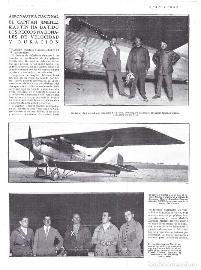 Coleccionismo de Revistas y Peri&oacute;dicos: 1925 HOJA REVISTA MADRID CUATRO VIENTOS AVIACI&Oacute;N CAPIT&Aacute;N JIM&Eacute;NEZ MART&Iacute;N RECORD VELOCIDAD Y DURACI&Oacute;N