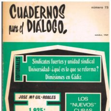 Coleccionismo de Revistas y Periódicos: CUADERNOS PARA EL DIALOGO Nº 73 DE OCTUBRE DE 1969, SINDICATOS FUERTES Y UNIDAD SINDICAL. Lote 240494240