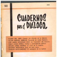 Coleccionismo de Revistas y Periódicos: CUADERNOS PARA EL DIALOGO Nº 32, DE MAYO DE 1966. Lote 240497085