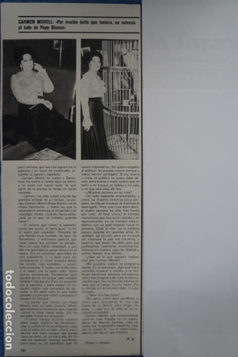 Colecionismo de Revistas e Jornais: RECORTE CLIPPING DE CARMEN MORELL REVISTA SEMANA N&ordm; 1825 PAG. 49-50 L23