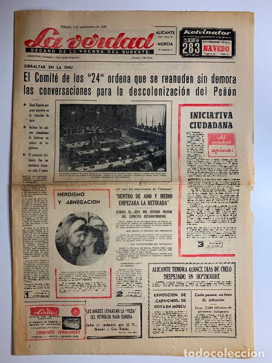 Colecionismo de Revistas e Jornais: ANTIGUO PERIODICO DE LA VERDAD, ALICANTE MURCIA, 3 SEPTIEMBRE 1967