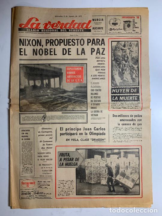 Colecionismo de Revistas e Jornais: ANTIGUO PERIODICO DE LA VERDAD, ALICANTE MURCIA, 9 AGOSTO 1972