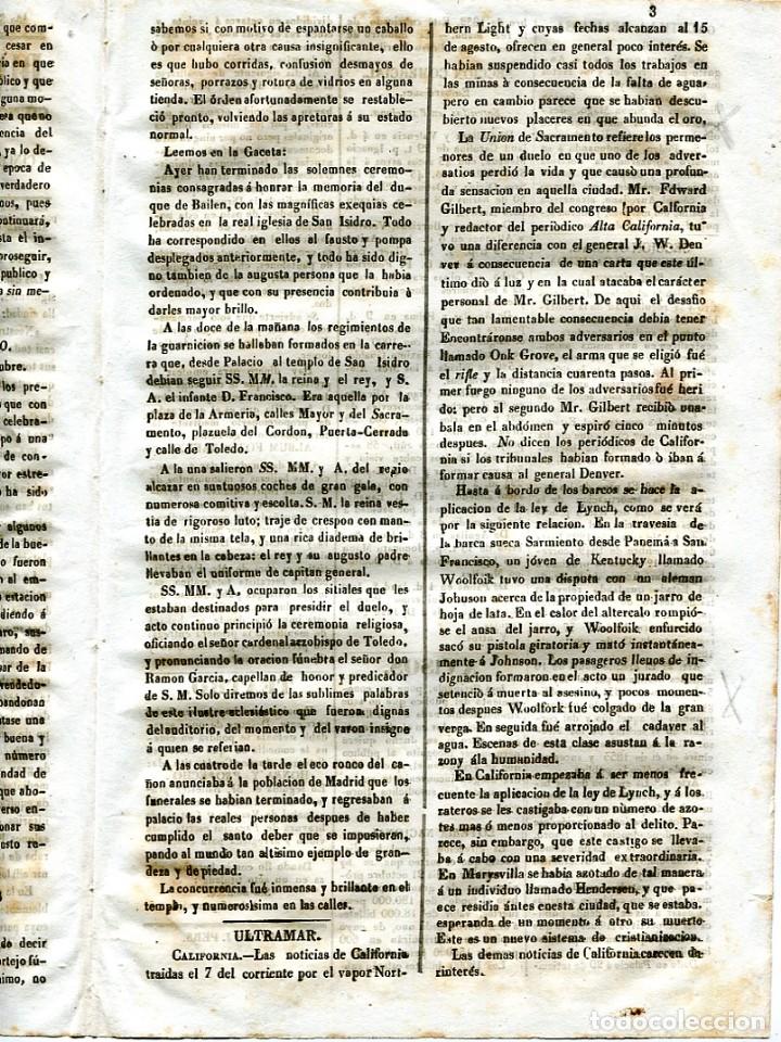 Coleccionismo de revistas y peri&oacute;dicos: PERIODICO A&Ntilde;O 1852 BUSCA DE ORO EN CALIFORNIA USA ESTADOS UNIDOS DUELO SACRAMENTO LYNCH WOOLFOR