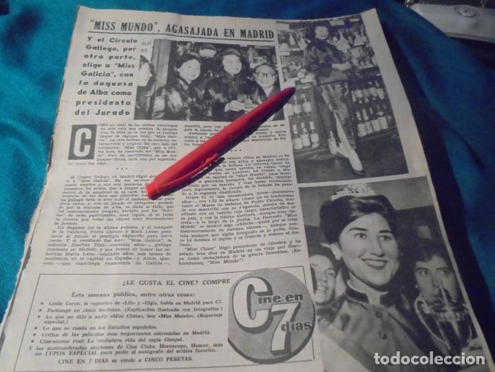 Coleccionismo de Revistas y Peri&oacute;dicos: RECORTE: MISS MUNDO, AGASAJADA EN MADRID .SABADO GRAFICO, DCMBR 1961(#)