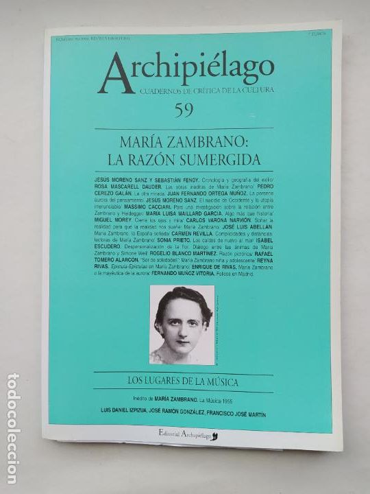 Coleccionismo de Revistas y Peri&oacute;dicos: ARCHIPIELAGO CUADERNOS DE CR&Iacute;TICA DE LA CULTURA N&ordm; 59. MARIA ZAMBRANO. RAZON SUMERGIDA. TDK639