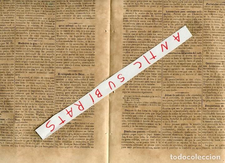 Coleccionismo de Revistas y Peri&oacute;dicos: REVISTA A&Ntilde;O 1881 MECHEROS DE GAS ALUMINIO JABON DE PETROLEO PICRATO DE POTASA