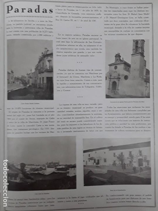 Collezionismo di Riviste e Giornali: PARADAS SEVILLA HISTORIA RIQUEZA CONCEJALES AYUNTAMINETO POBLACION ORIGEN HOJA A&Ntilde;O 1930