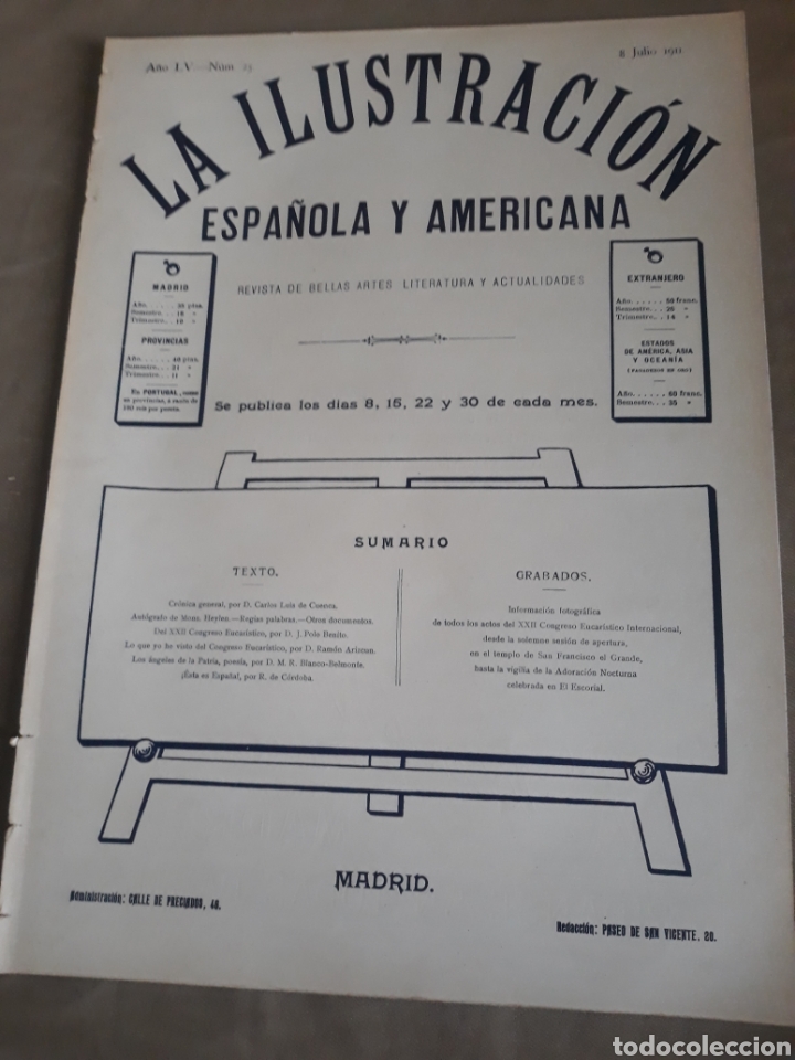 Coleccionismo de Revistas y Peri&oacute;dicos: REVISTA A&Ntilde;O 1911 . NUMEROSAS FOTOGRAFIAS DEL MADRID DE PRINCIPIOS DEL SIGLO XX .CONGRESO EUCARISTICO