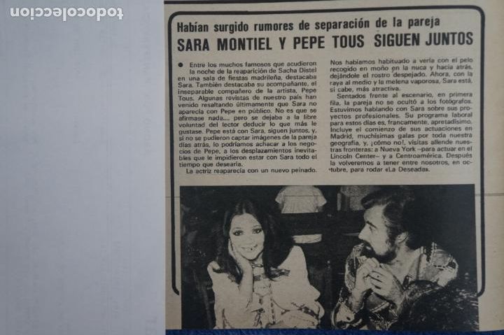 Coleccionismo de Revistas y Peri&oacute;dicos: RECORTE CLIPPING DE SARA MONTIEL Y PEPE TOUS REVISTA SEMANA N&ordm; 1847 PAG. 44 L24
