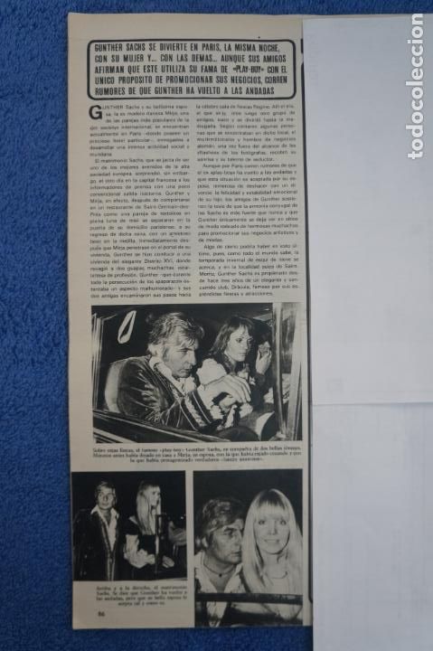 Coleccionismo de Revistas y Peri&oacute;dicos: RECORTE CLIPPING DE GUNTHER SACHS PLAY BOY REVISTA SEMANA N&ordm; 1869 PAG. 86 L27