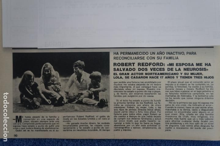 Coleccionismo de Revistas y Peri&oacute;dicos: RECORTE CLIPPING DE ROBERT REDFORD REVISTA SEMANA N&ordm; 1866 PAG. 90 L26