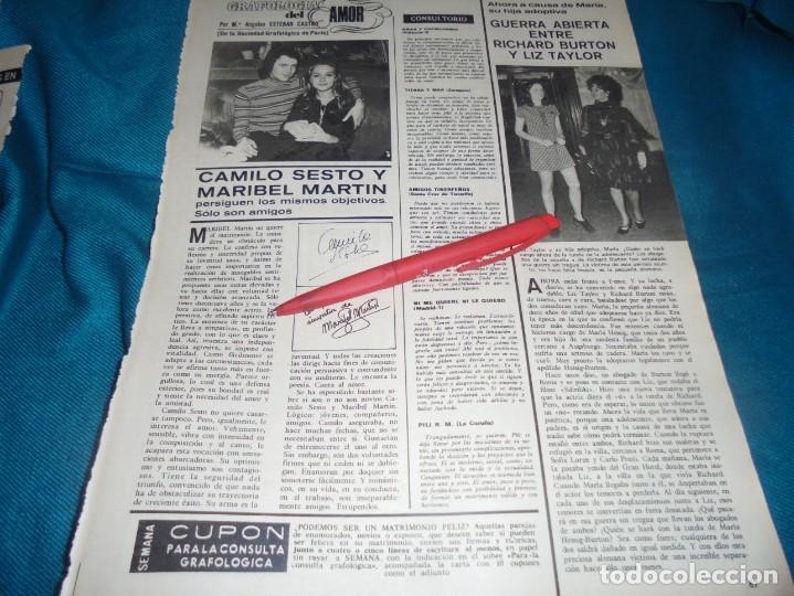 Coleccionismo de revistas y peri&oacute;dicos: RECORTE : CAMILO SESTO Y MARIBEL MARTIN. LIZ TAYLOR. SEMANA, OCTBRE 1973(#)