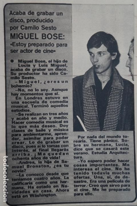 Coleccionismo de Revistas y Peri&oacute;dicos: RECORTE CLIPPING DE MIGUEL BOSE REVISTA SEMANA N&ordm; 1830 PAG. 71 L28