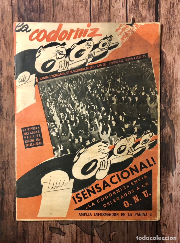 Coleccionismo de Revistas y Peri&oacute;dicos: REVISTA LA CODORNIZ, NUMERO 632, 27 DE DICIEMBRE DE 1953, (REVISTA HUMORISTICA)
